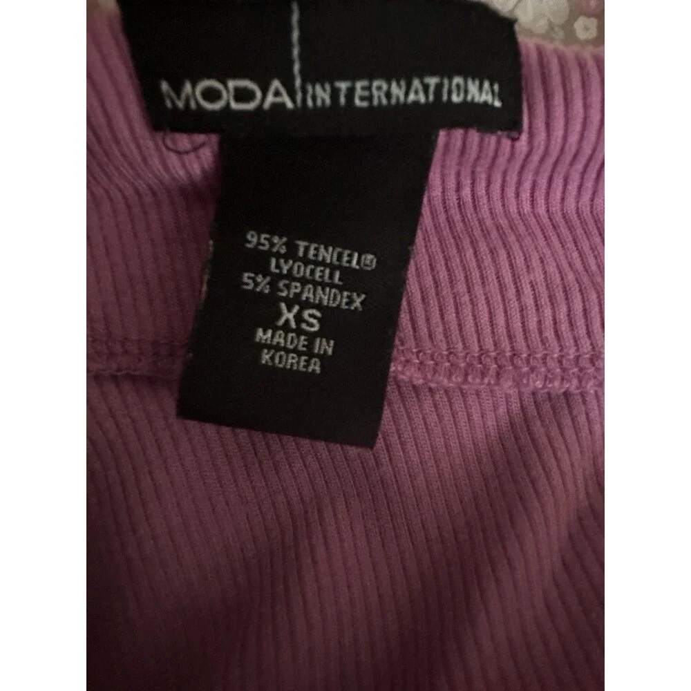 Vintage Moda International Lilac Ribbed Long Sleeve Boat Neck Top XS Tencel Y2K - Picture 10 of 10